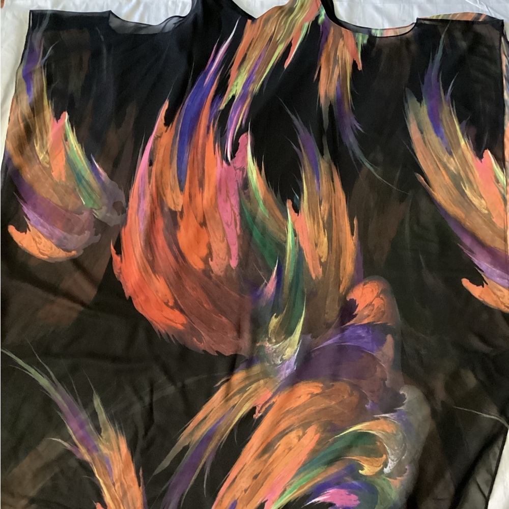 Chiffon Black and Multicolor High Low Dress (Size: Large) - Picture 7 of 7